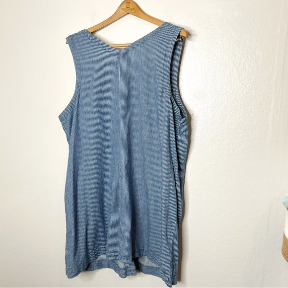 Old Navy Womens Blue Pinstripe Sleeveless Button Front Mini Dress Plus Size XXL - Picture 6 of 6